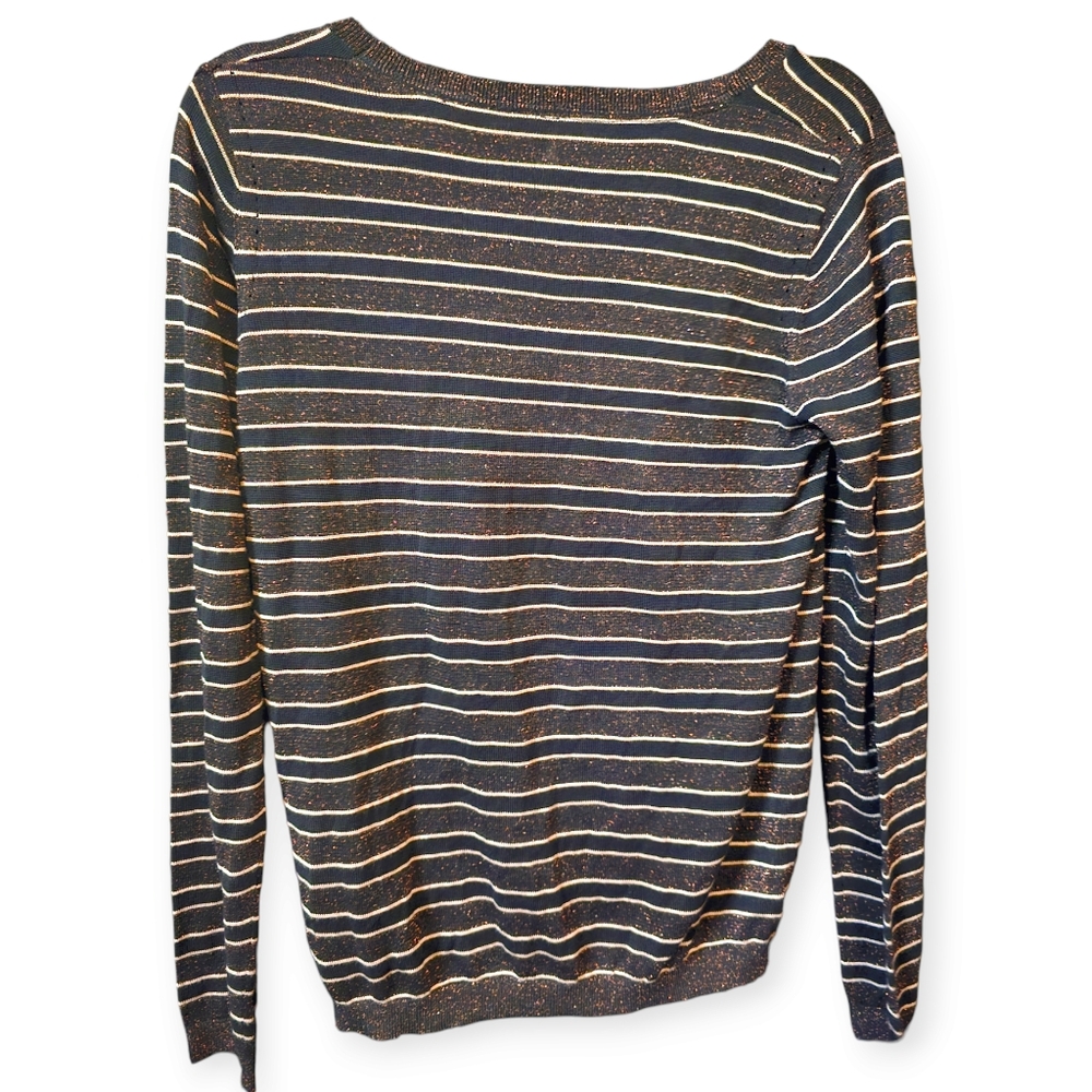 NWT Scotch & Soda Metallic Threaded Striped Scoop Neck Lightweight Sweat… - Picture 3 of 7